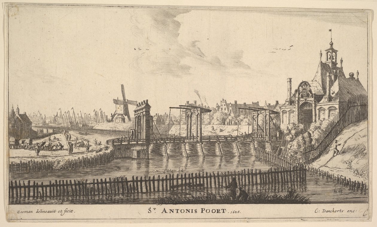 St. Antonis Poort, Amsterdam, połowa XVII wieku. autorstwa Reinier Zeeman