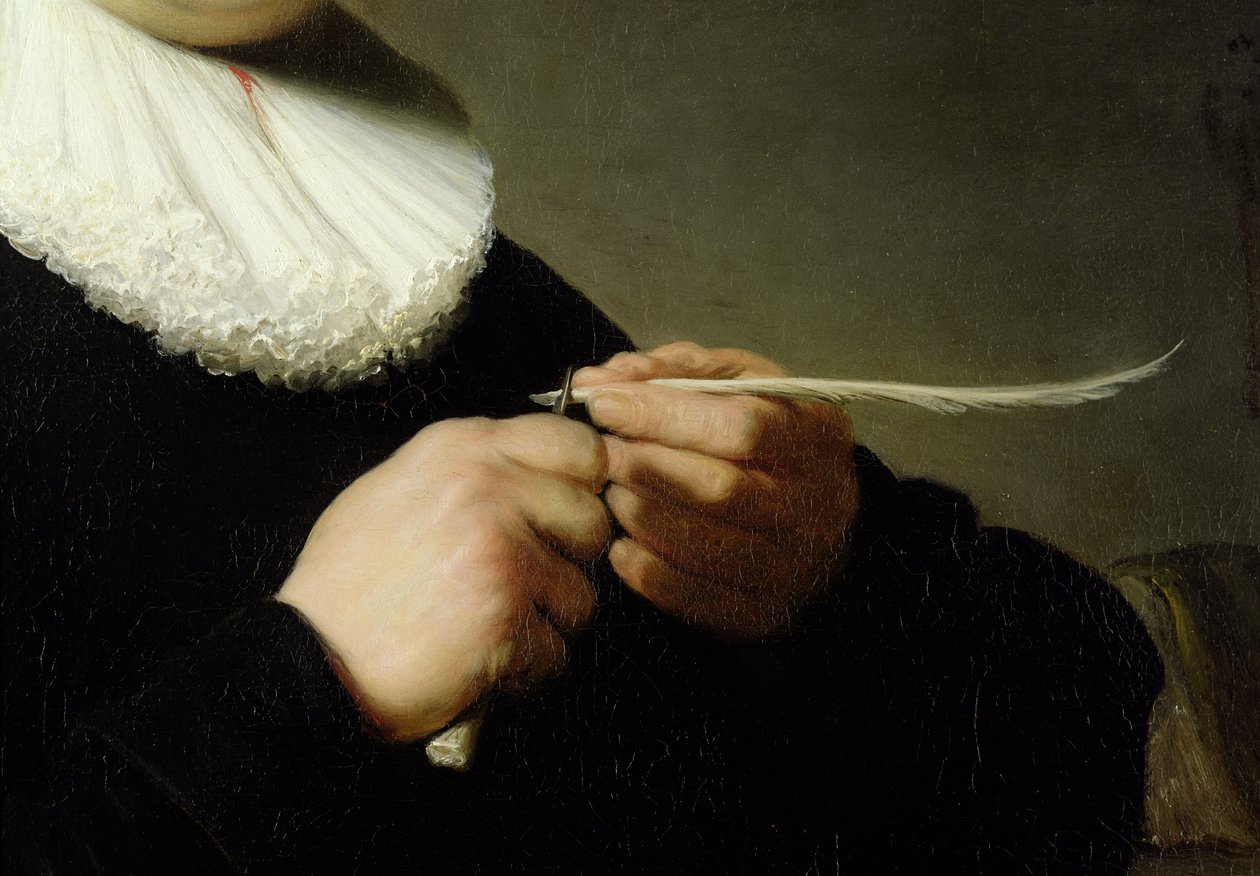 Mężczyzna ostrzący pióro, 1632 (więcej) autorstwa Rembrandt van Rijn