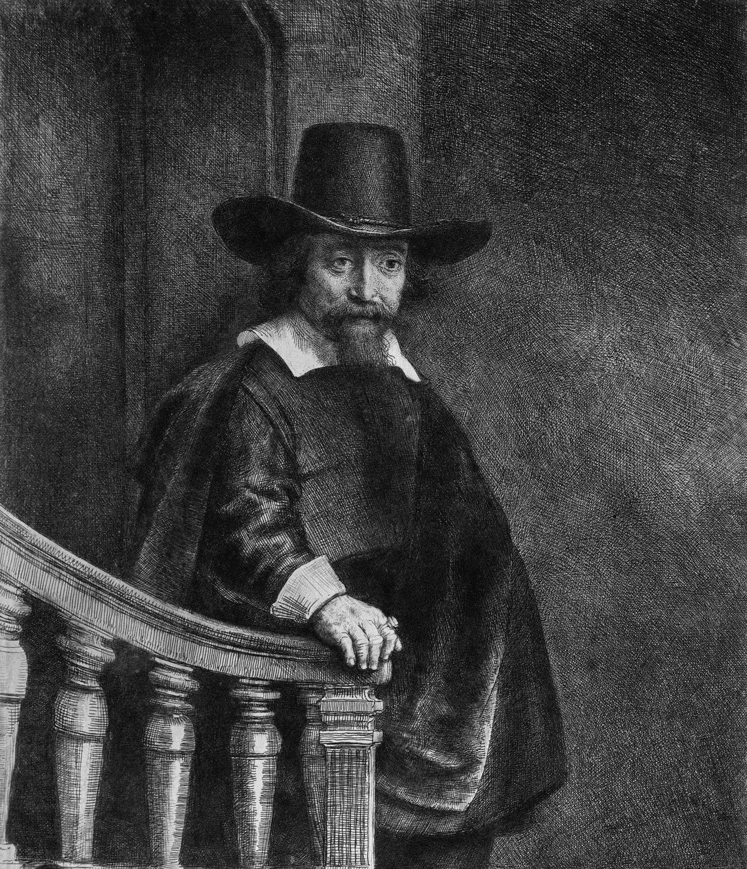 Efraim Bonus, znany jako „Żyd z balustradą” 1647 autorstwa Rembrandt van Rijn