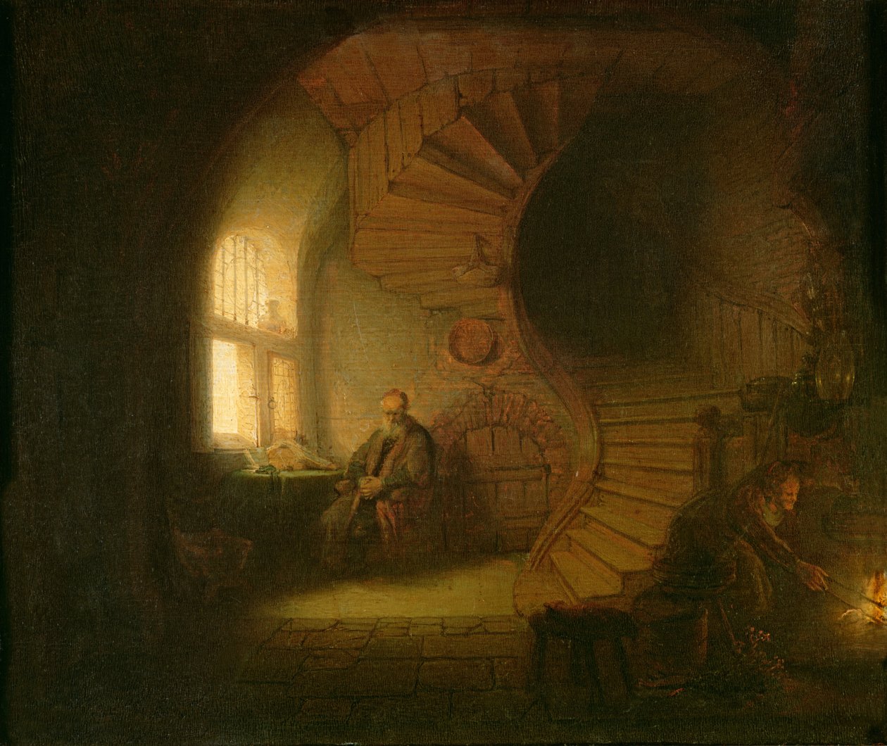 Filozof, refleksja autorstwa Rembrandt van Rijn