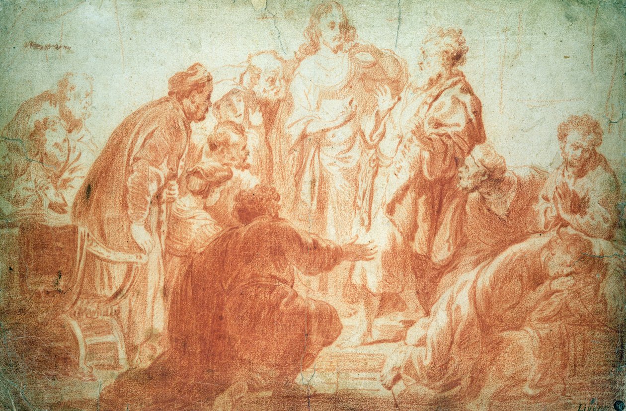 Wątpiący Tomasz (czerwona kreda na papierze) autorstwa Rembrandt van Rijn