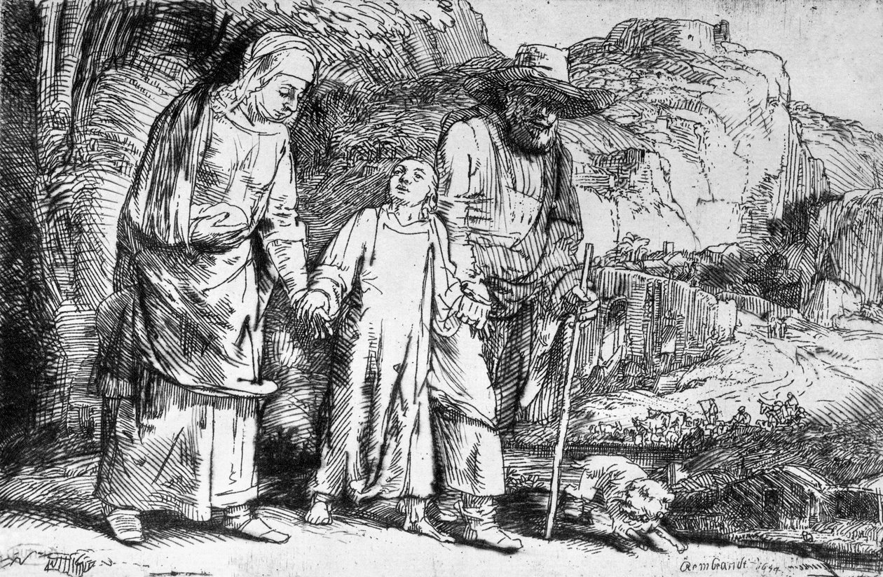 Powrót z Egiptu, czyli Jezus Chrystus zabrany ze świątyni, 1649 autorstwa Rembrandt van Rijn