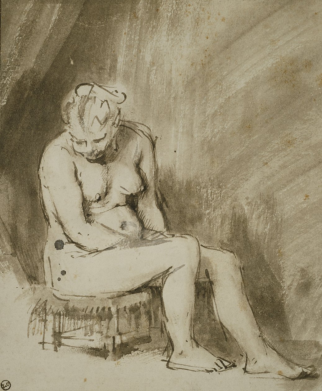 Siedząca kobieta nago autorstwa Rembrandt van Rijn
