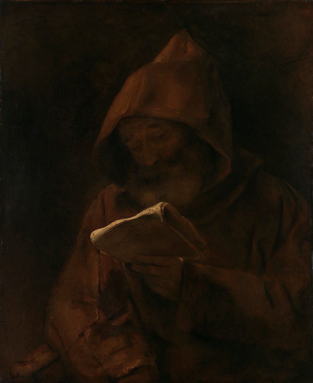 Czytanie mnicha, 1661. autorstwa Rembrandt van Rijn