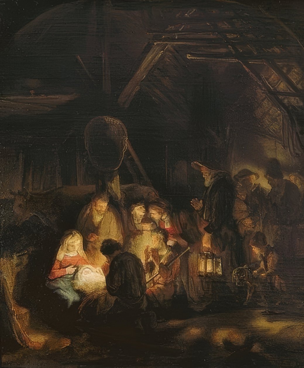 Adoracja pasterzy. 1646 autorstwa Rembrandt van Rijn