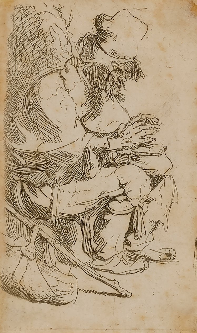 Żebrak ogrzewający dłonie autorstwa Rembrandt van Rijn