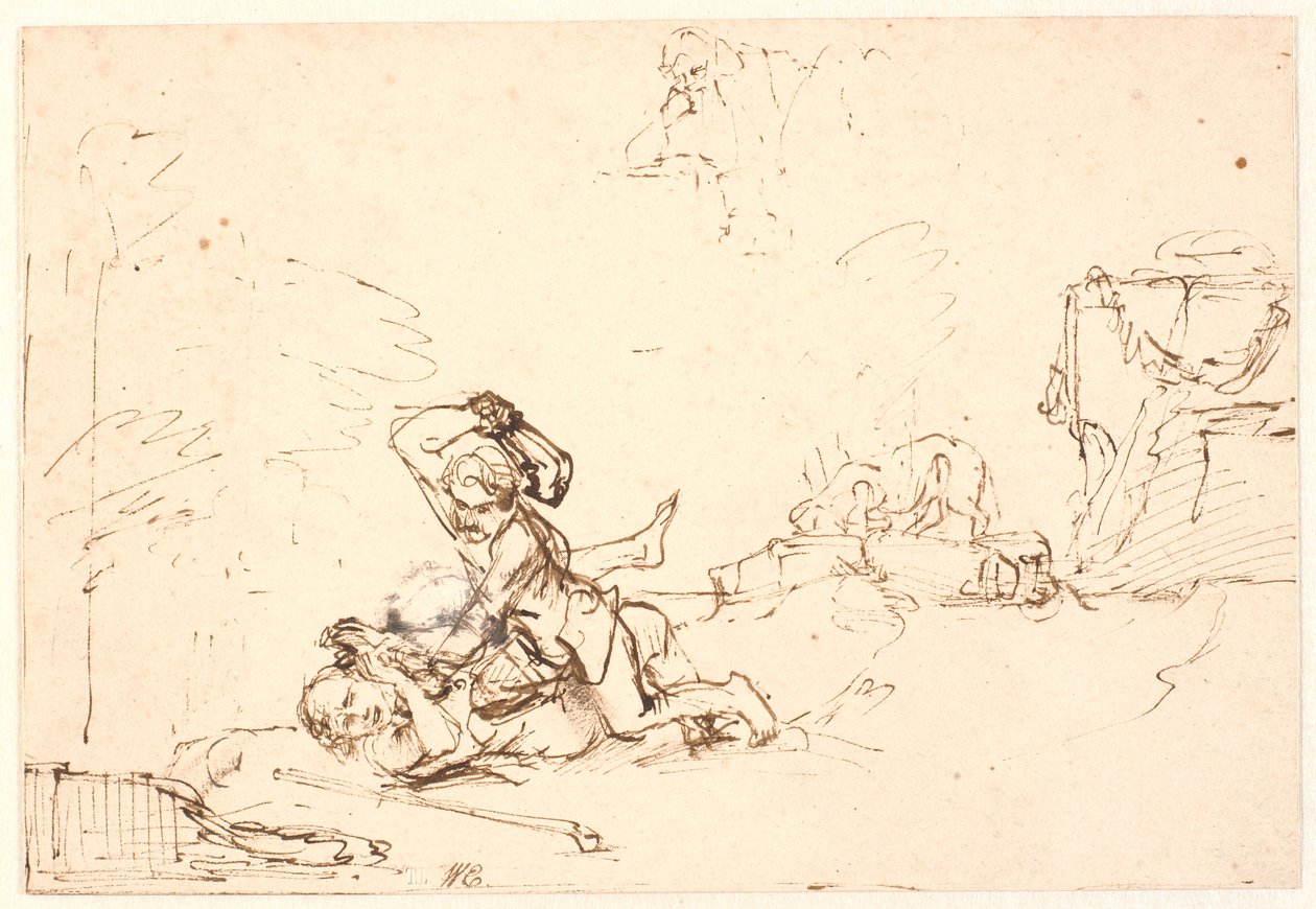 Kain zabija Abla autorstwa Rembrandt van Rijn