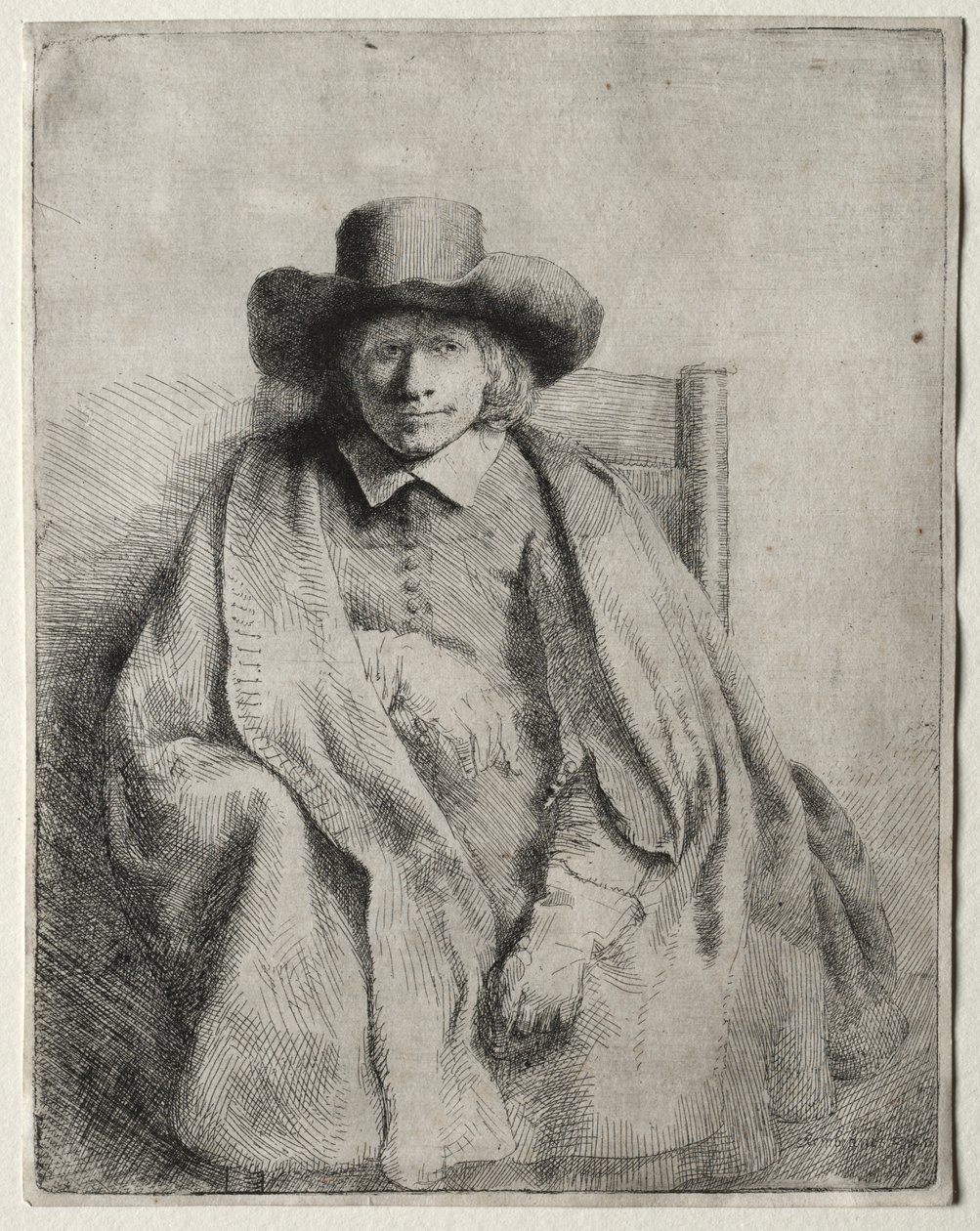 Klemens de Jonghe, sprzedawca grafik autorstwa Rembrandt van Rijn