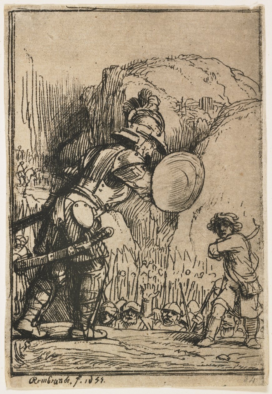 Dawid i Goliat, 1655 autorstwa Rembrandt van Rijn