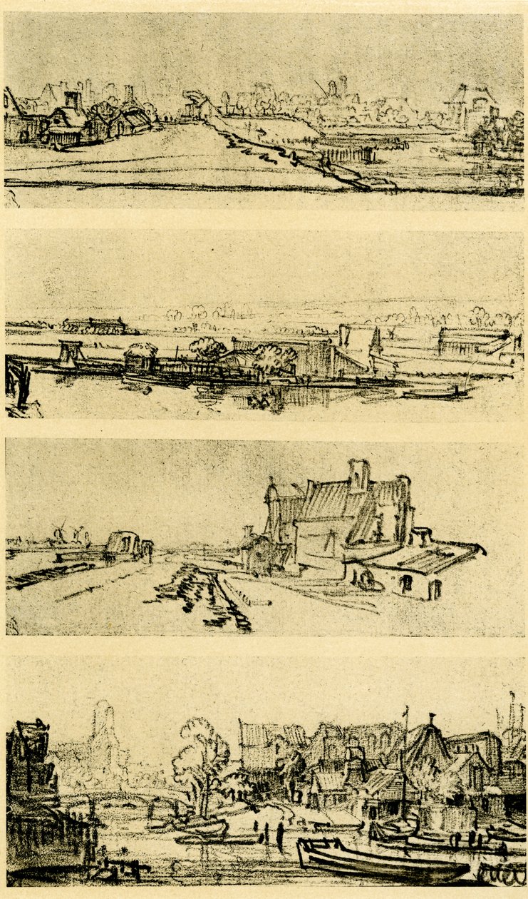Cztery studia krajobrazowe autorstwa Rembrandt van Rijn