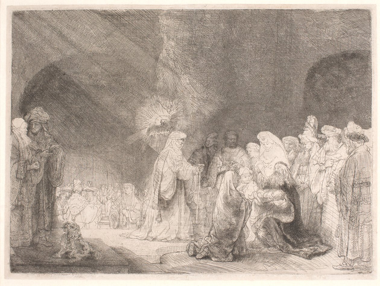 Produkcja w świątyni autorstwa Rembrandt van Rijn