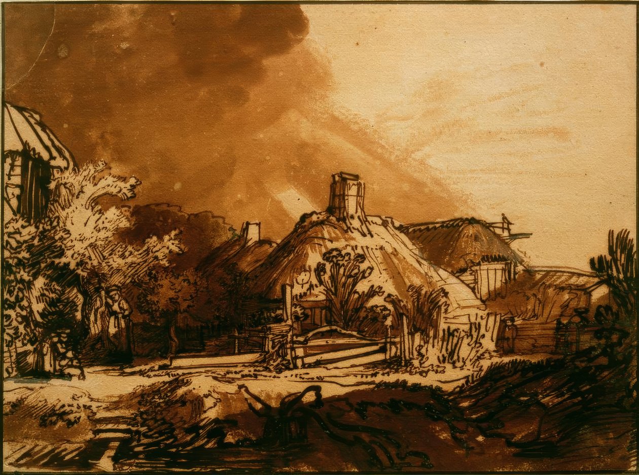 Domy pod burzowym niebem autorstwa Rembrandt van Rijn