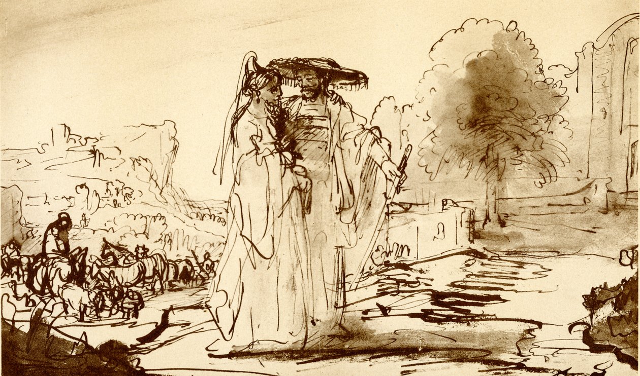 Jakub i Rachela autorstwa Rembrandt van Rijn