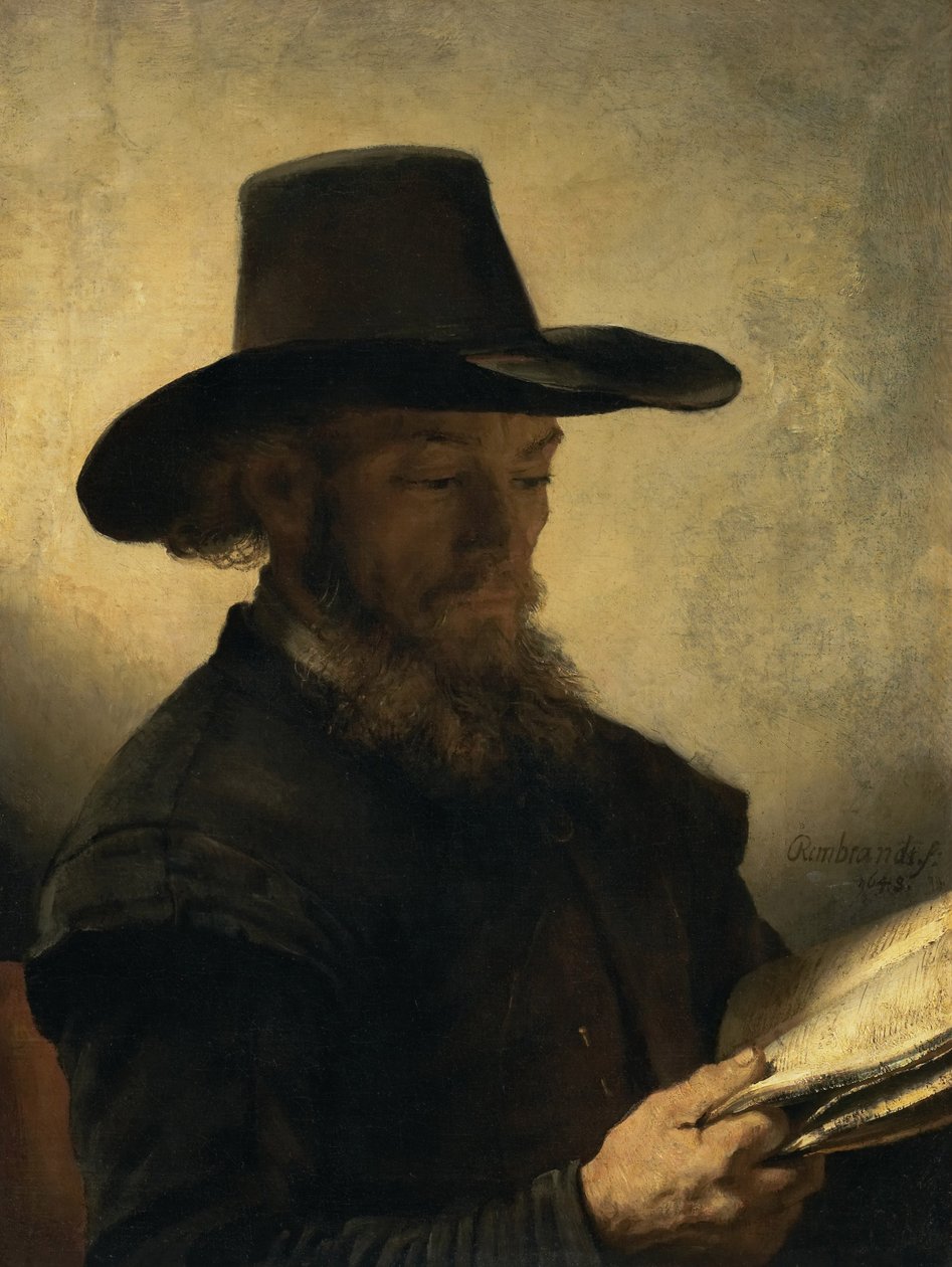 Czytanie człowieka, ok. 1648 r autorstwa Rembrandt van Rijn