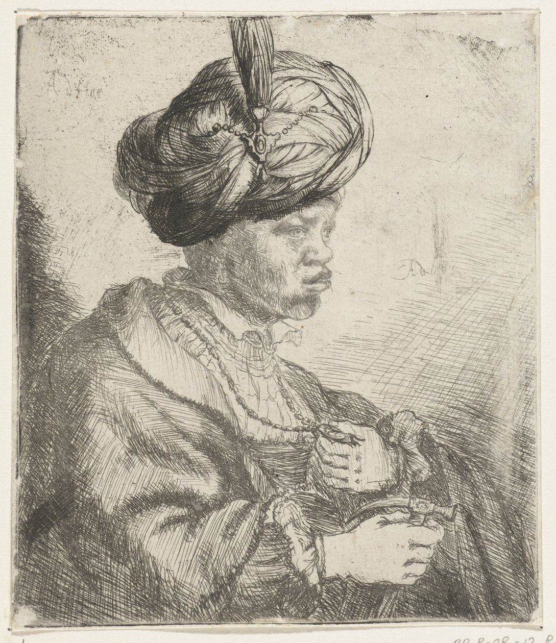 Mężczyzna w turbanie, ok. 1660-70 autorstwa Rembrandt van Rijn