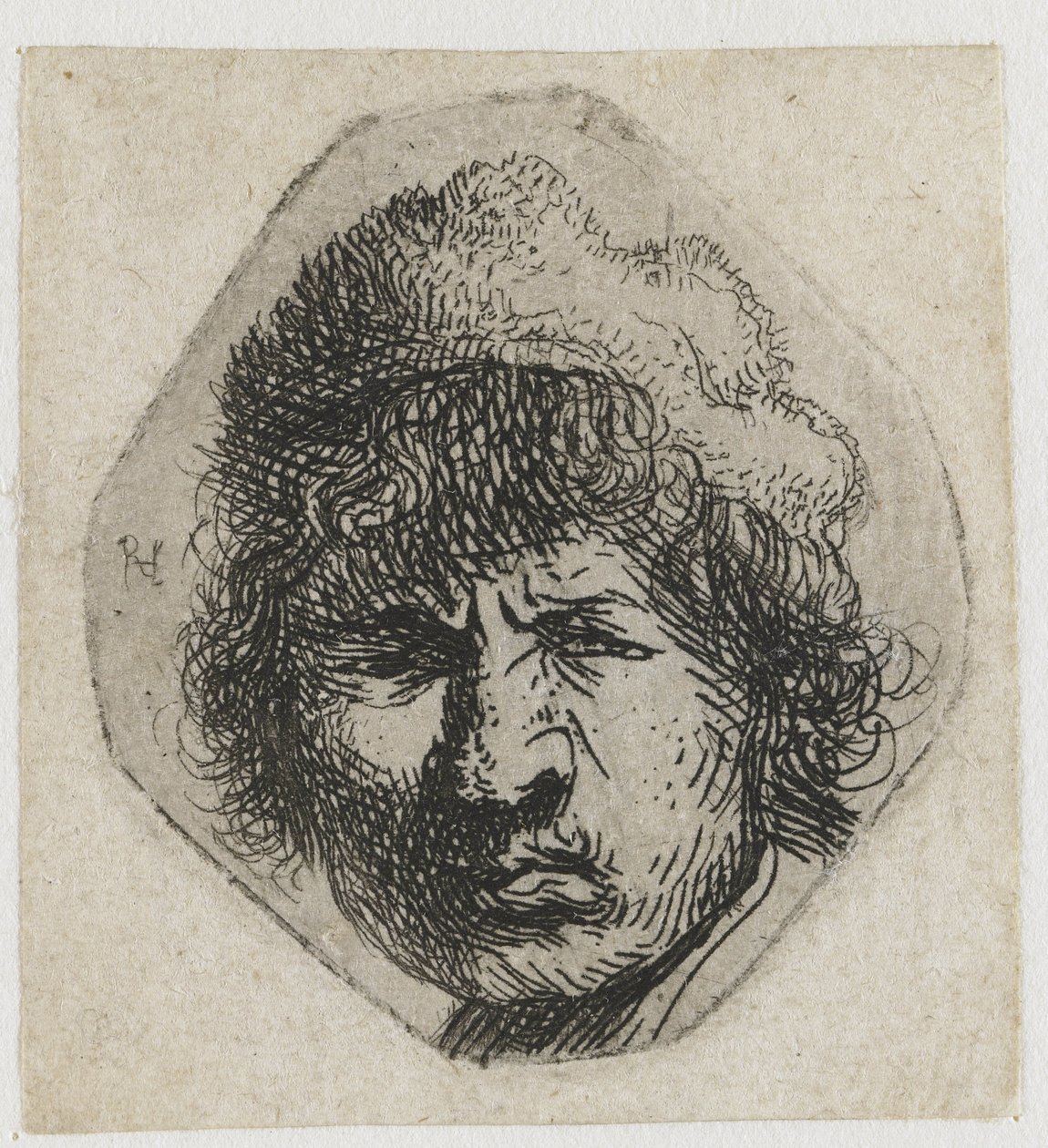 Nachmurzony autoportret autorstwa Rembrandt van Rijn