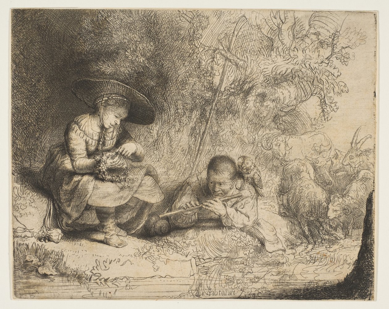 Fletista, 1642. autorstwa Rembrandt van Rijn