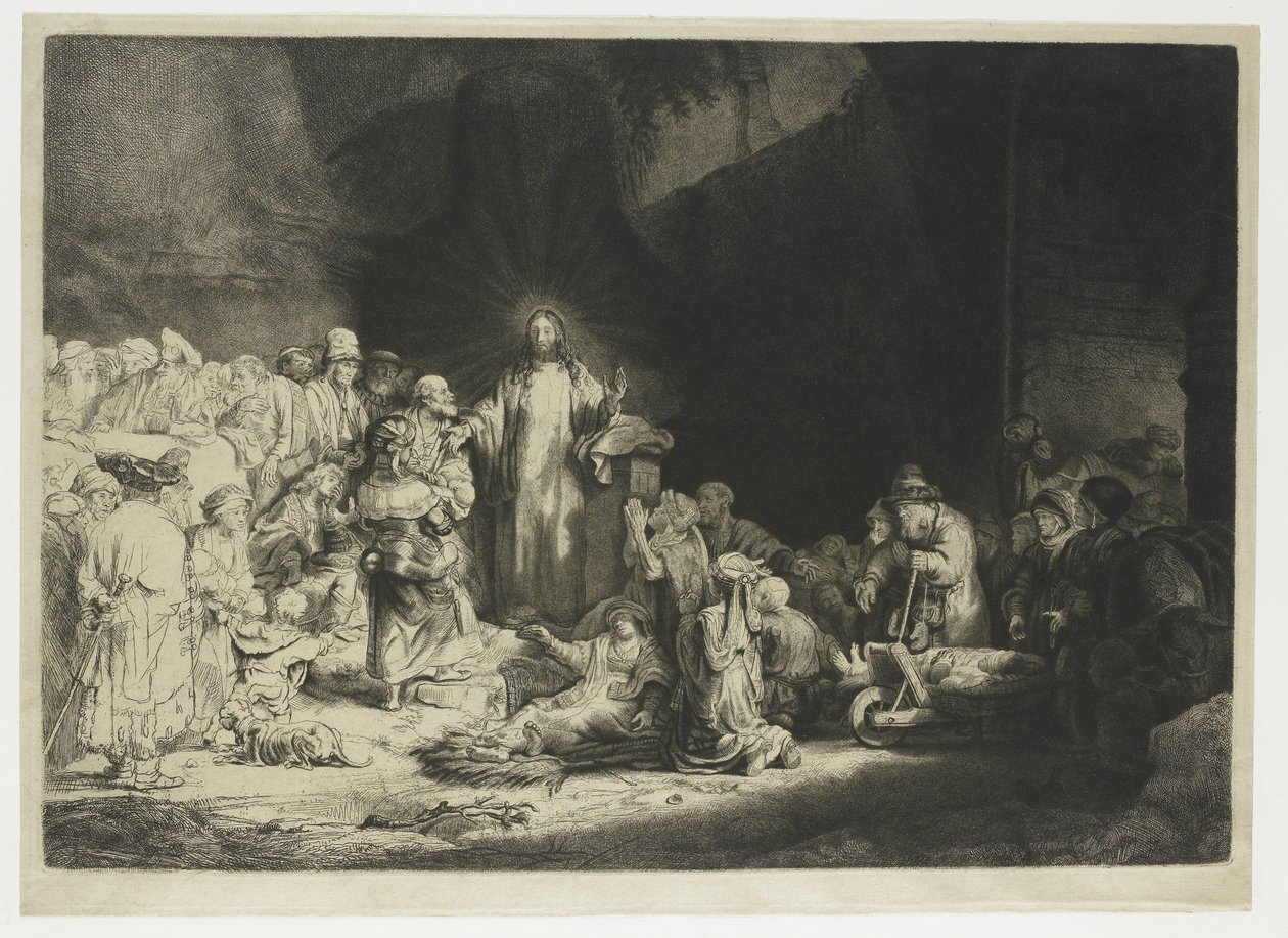 Nadruk Stu Guldenów autorstwa Rembrandt van Rijn