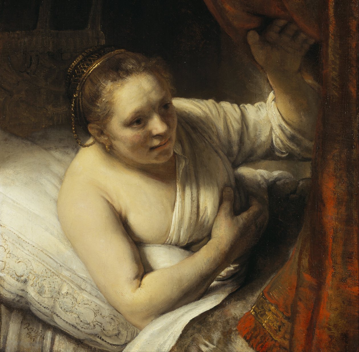 Kobieta w łóżku autorstwa Rembrandt van Rijn