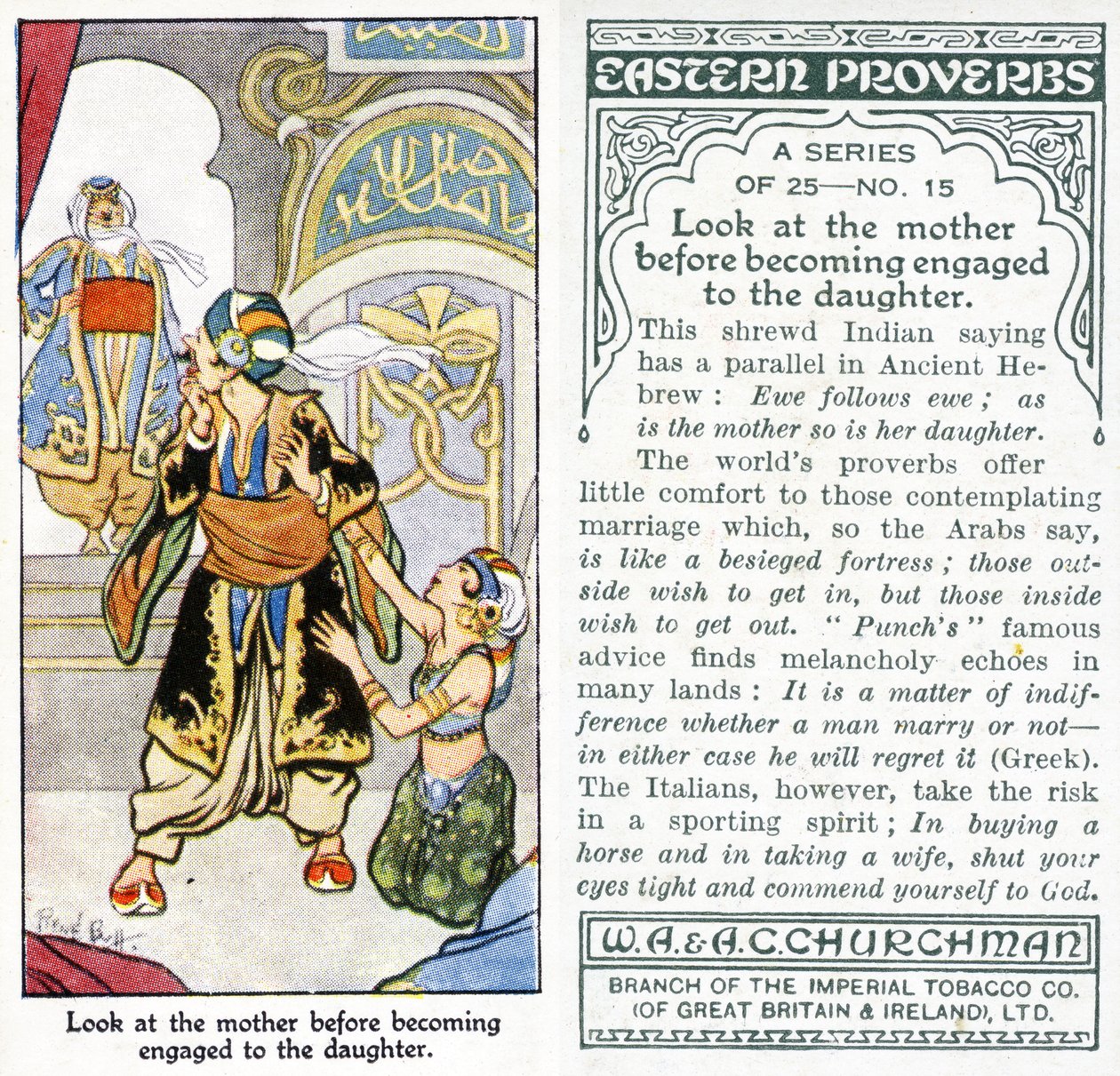 „Spójrz na matkę, zanim zaręczysz się z córką”, 1931 (zob. też 498196) autorstwa René Bull