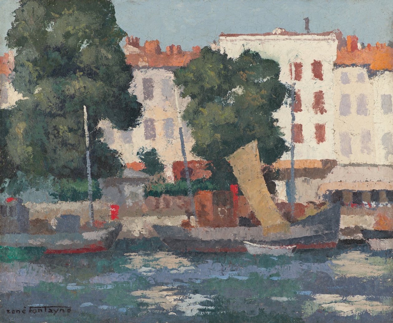 Le Quai des Dames (olej na hesji) autorstwa René Fontayne