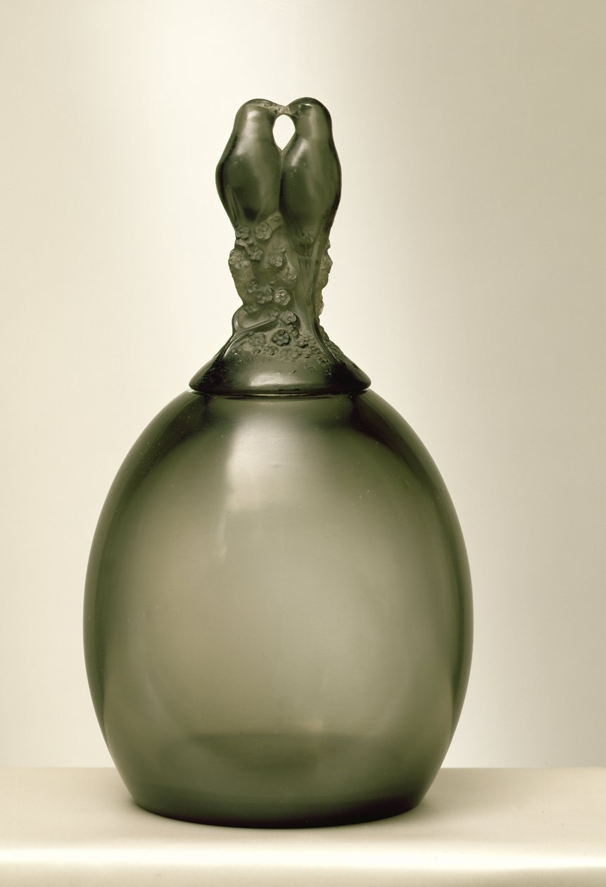 Wazon Turtle Doves, 1925 (szkło dymne) autorstwa Rene Jules Lalique