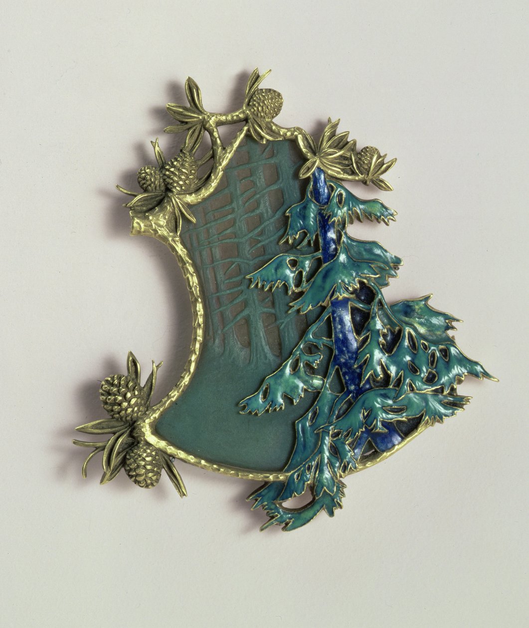 Wisior z pejzażem zimowym, autor Rene Jules Lalique (1860-1945), Paryż, 1900-01 (złoto, szkło i emalia szamotowa) autorstwa Rene Jules Lalique