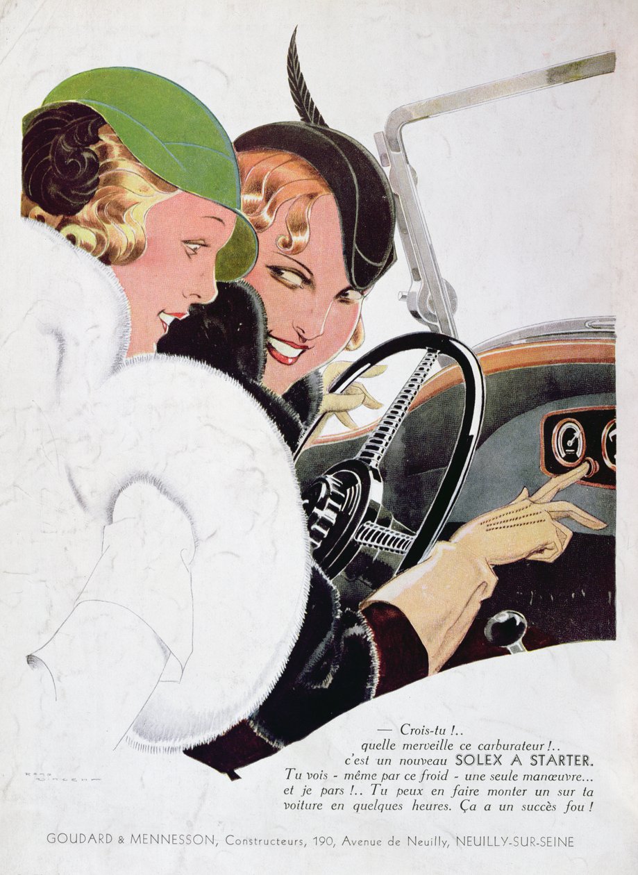 Reklama gaźników Solex z magazynu „Vogue”, styczeń 1932 r. autorstwa Rene Vincent