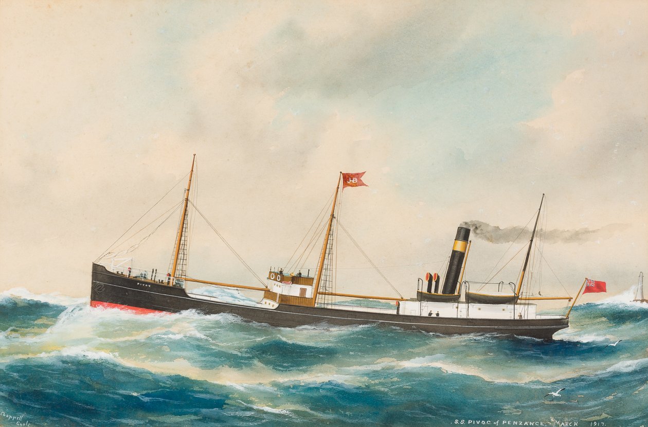 SS Pivoc, 1917 (wc na papierze) autorstwa Reuben Chappell