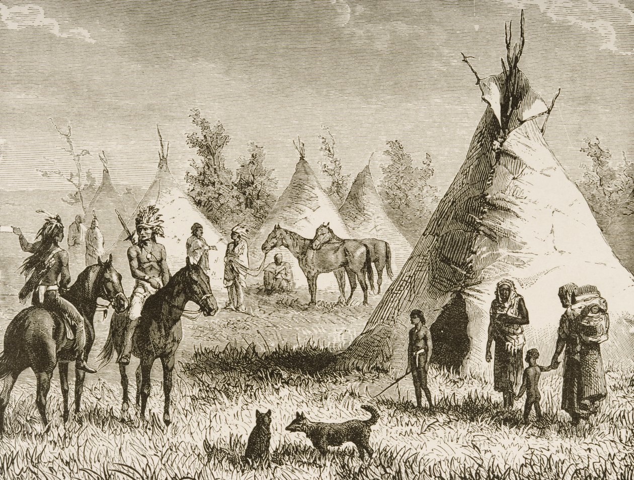 Wioska Siuksów, ok.1880 autorstwa Reverend Samuel Manning