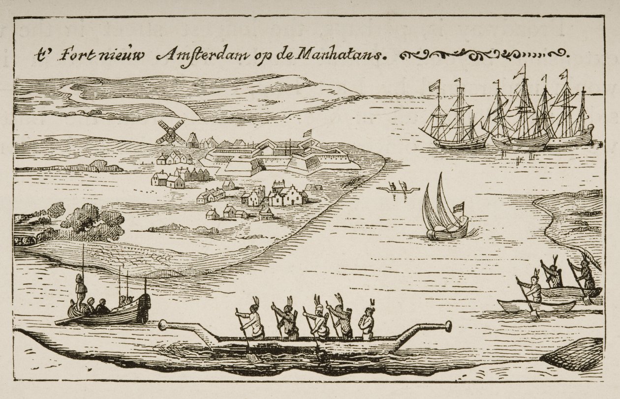 Fort i osada Nowy Amsterdam na Manhattanie w latach 20. XVII wieku, ok. 1880 r autorstwa Reverend Samuel Manning
