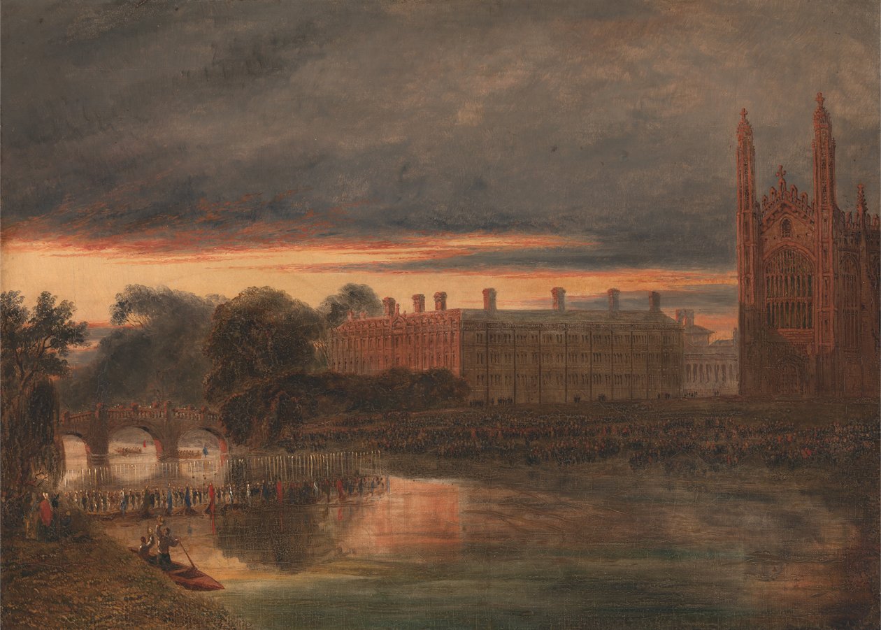 Procesja łodzi na rzece Cam pod Clare College, Cambridge autorstwa Richard Bankes Harraden
