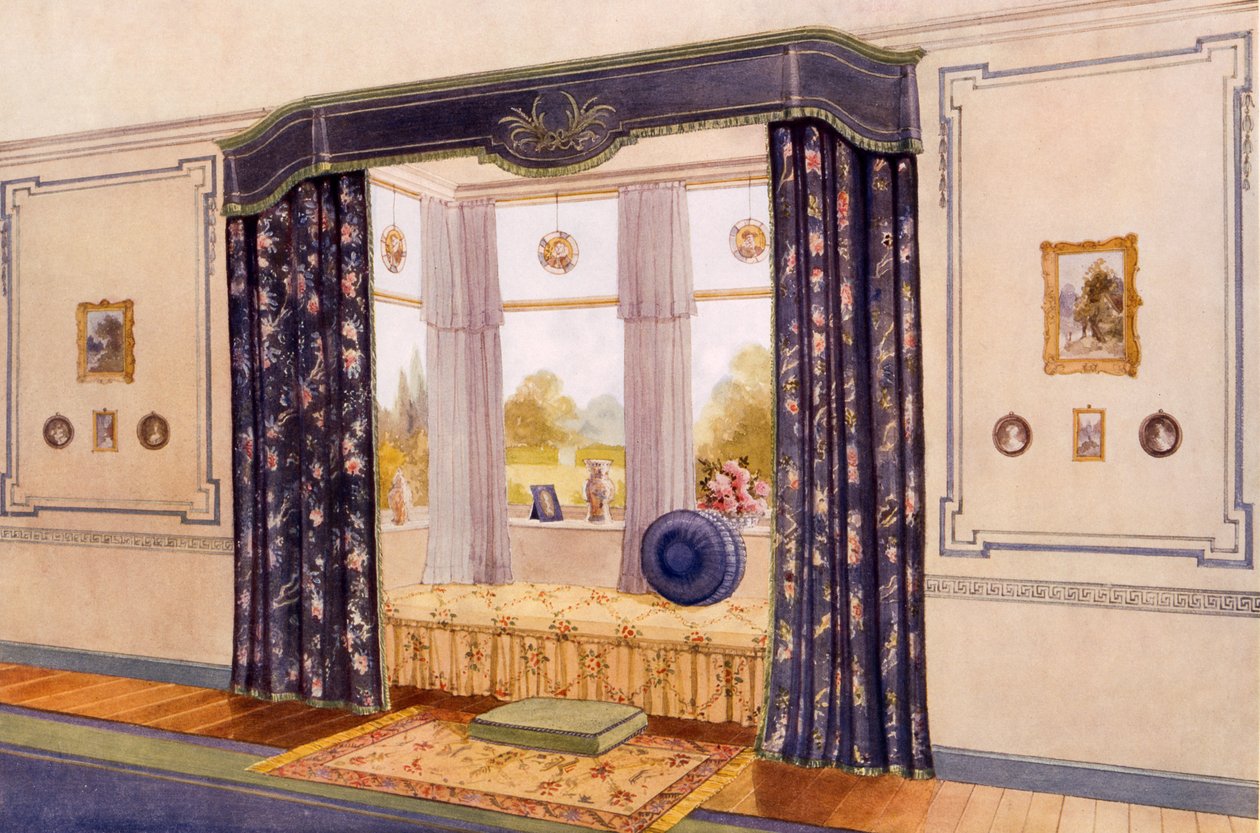 Siedzisko okienne otoczone luksusowymi draperiami, początek XX w. autorstwa Richard Goulburn Lovell