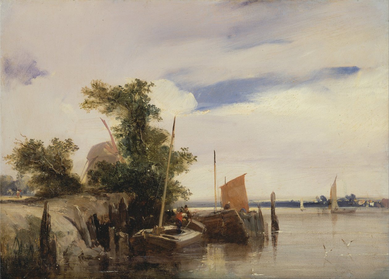 Barki na rzece autorstwa Richard Parkes Bonington