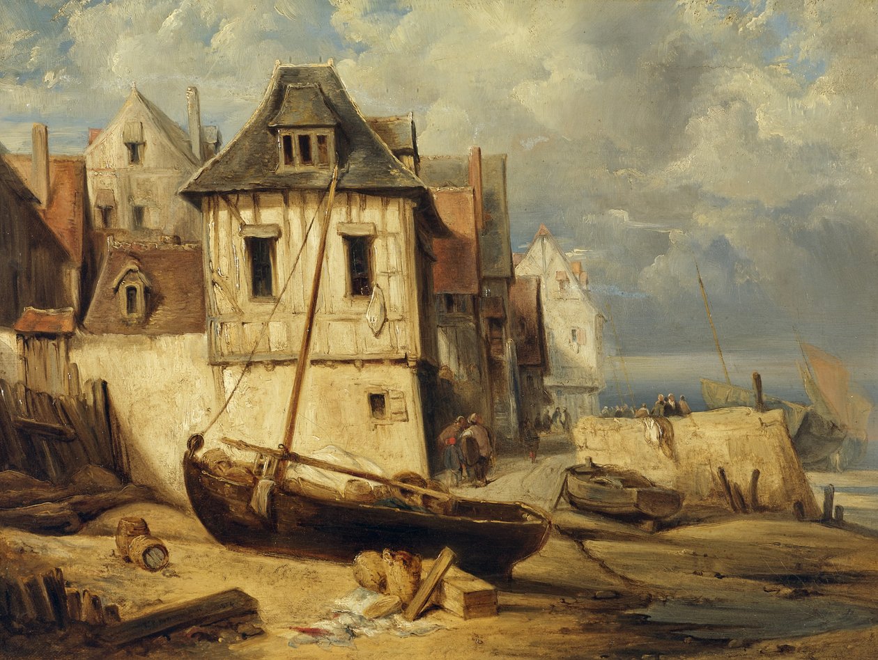 Przybrzeżna wioska rybacka autorstwa Richard Parkes Bonington