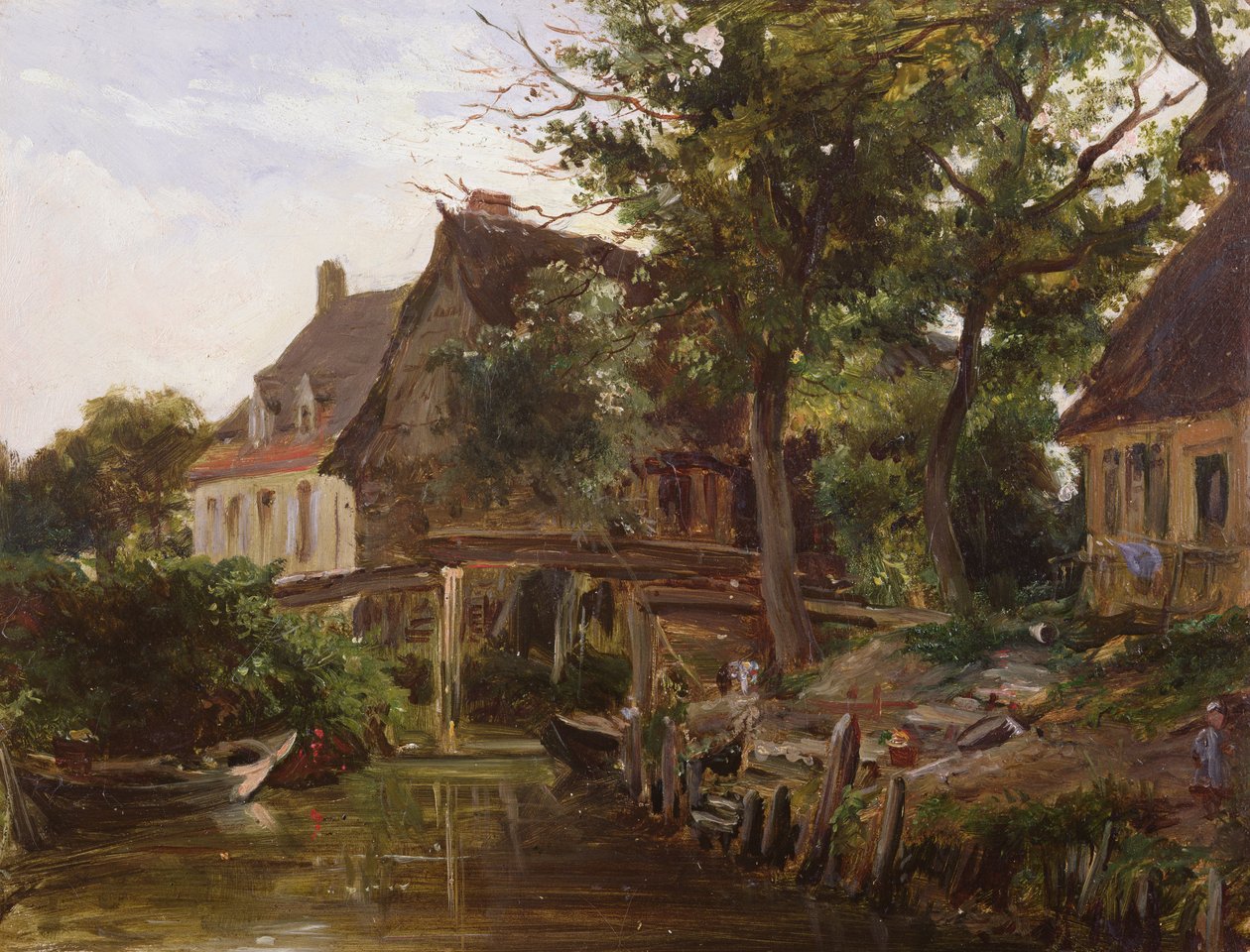 Chaty nad potokiem, ok.1824 autorstwa Richard Parkes Bonington