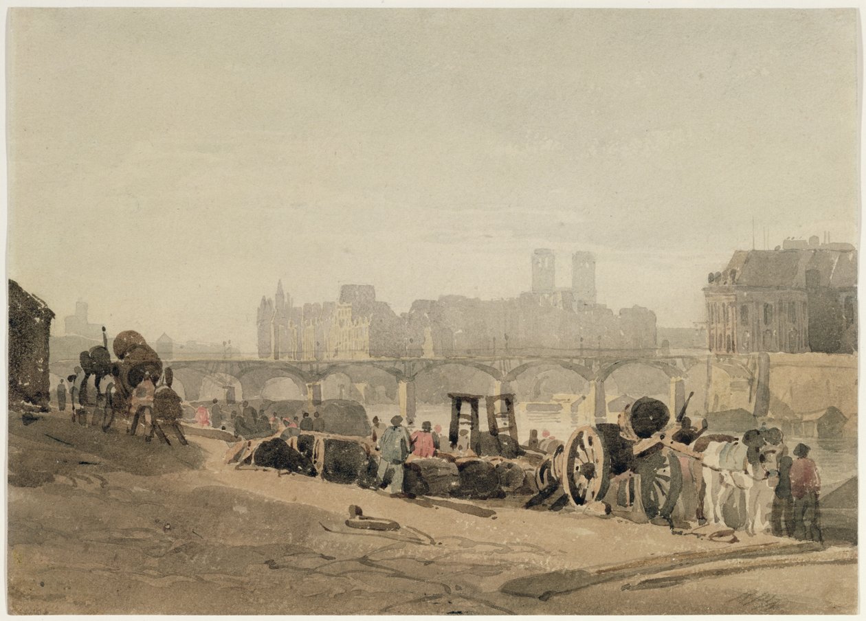 Ile de la Cite, Paryż, (wc na papierze tkanym) autorstwa Richard Parkes Bonington
