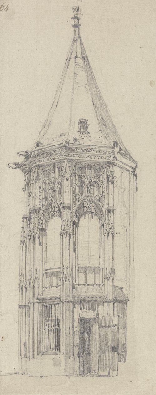 Gmach sądu, Rouen (grafit na papierze wykładanym) autorstwa Richard Parkes Bonington