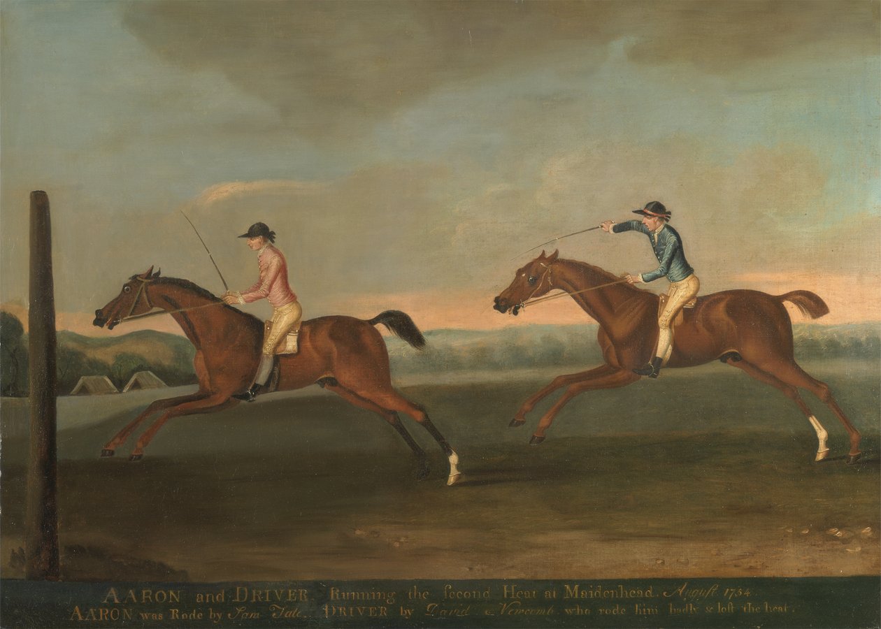 Mecz pomiędzy Aaronem i kierowcą w Maidenhead, sierpień 1754: Aaron wygrywa drugi bieg, c.1754 autorstwa Richard Roper