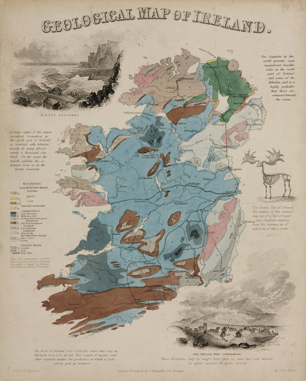 Mapa geologiczna Irlandii, ok. 1850 r. autorstwa John Pardon