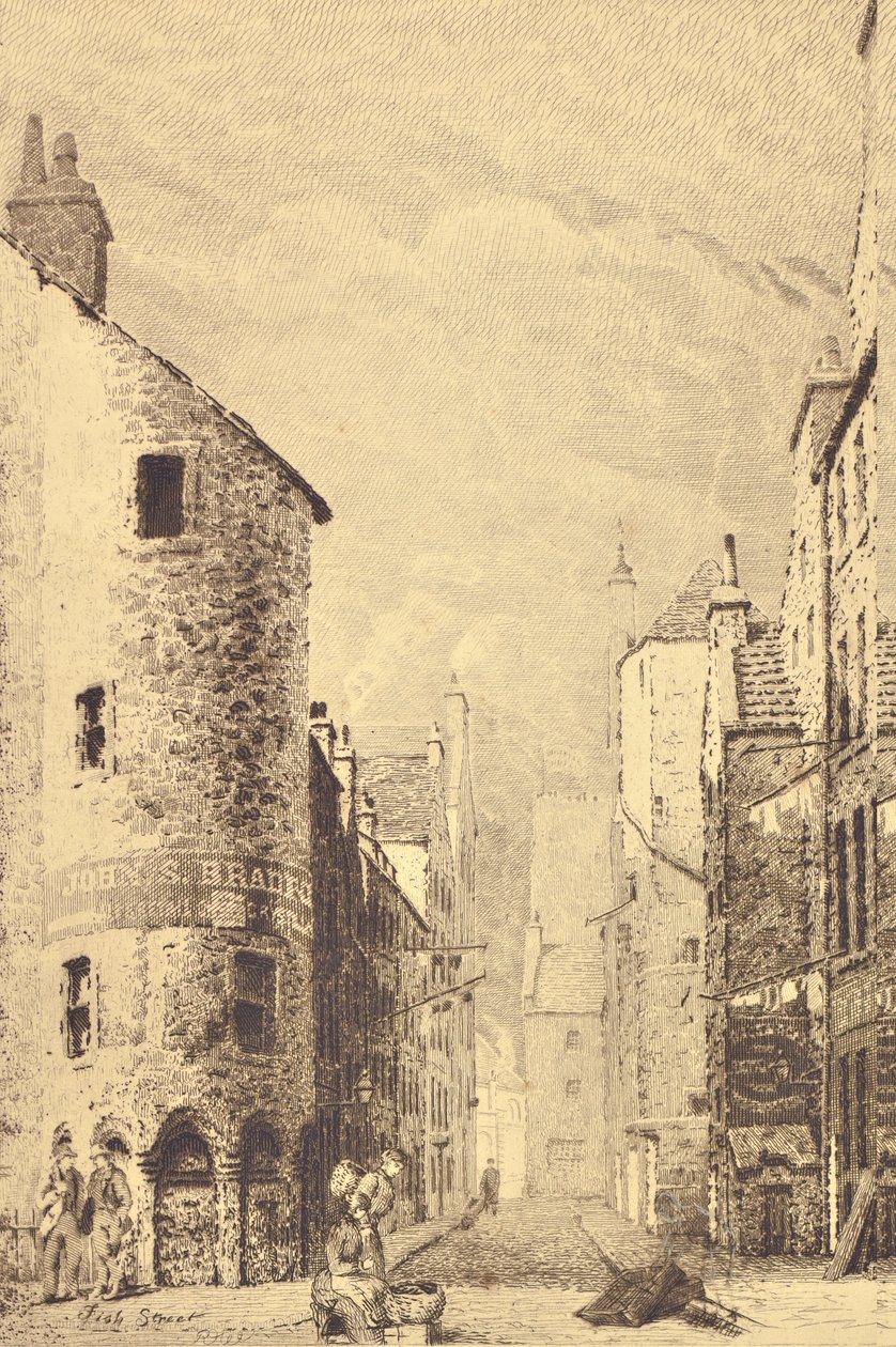 Ulica Rybna (akwaforta) autorstwa Richard Davidson Winter