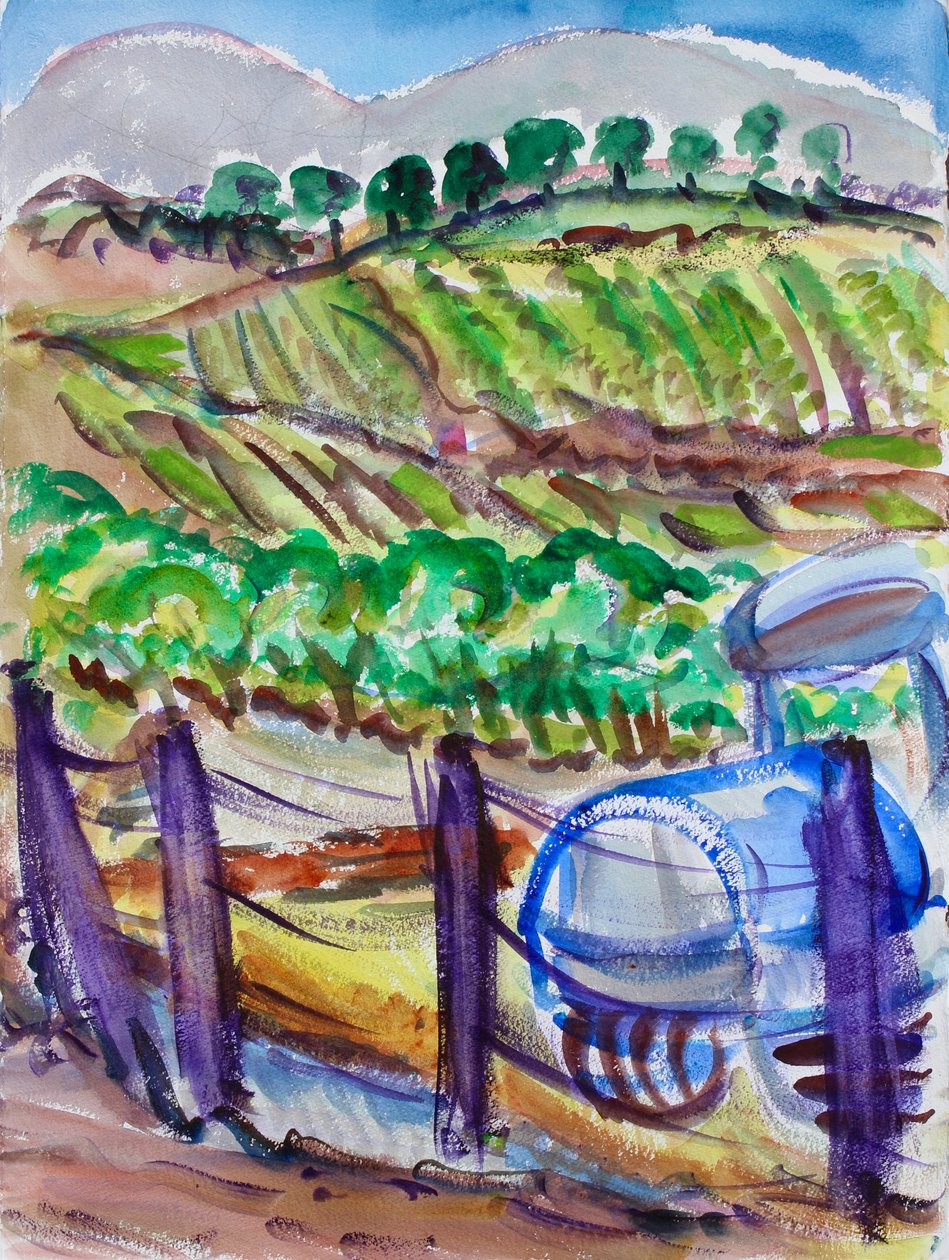 Niebieski traktor, Dolina Napa, 2017 autorstwa Richard Fox