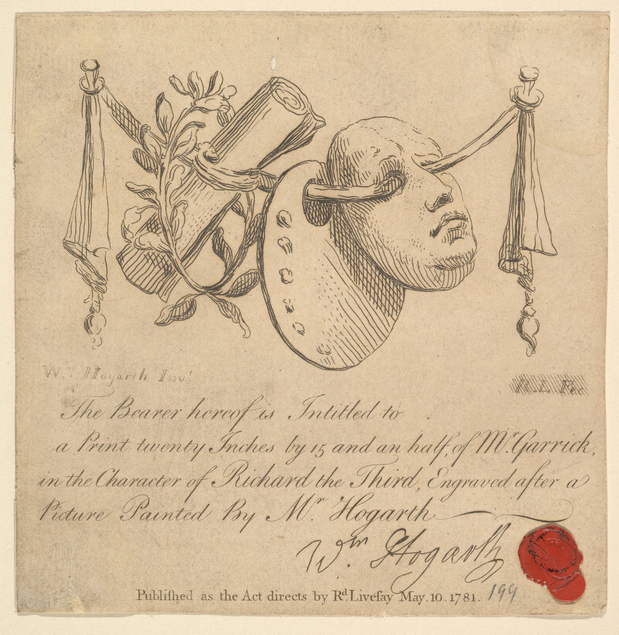 Maska i paleta, 1781. autorstwa Richard Livesay