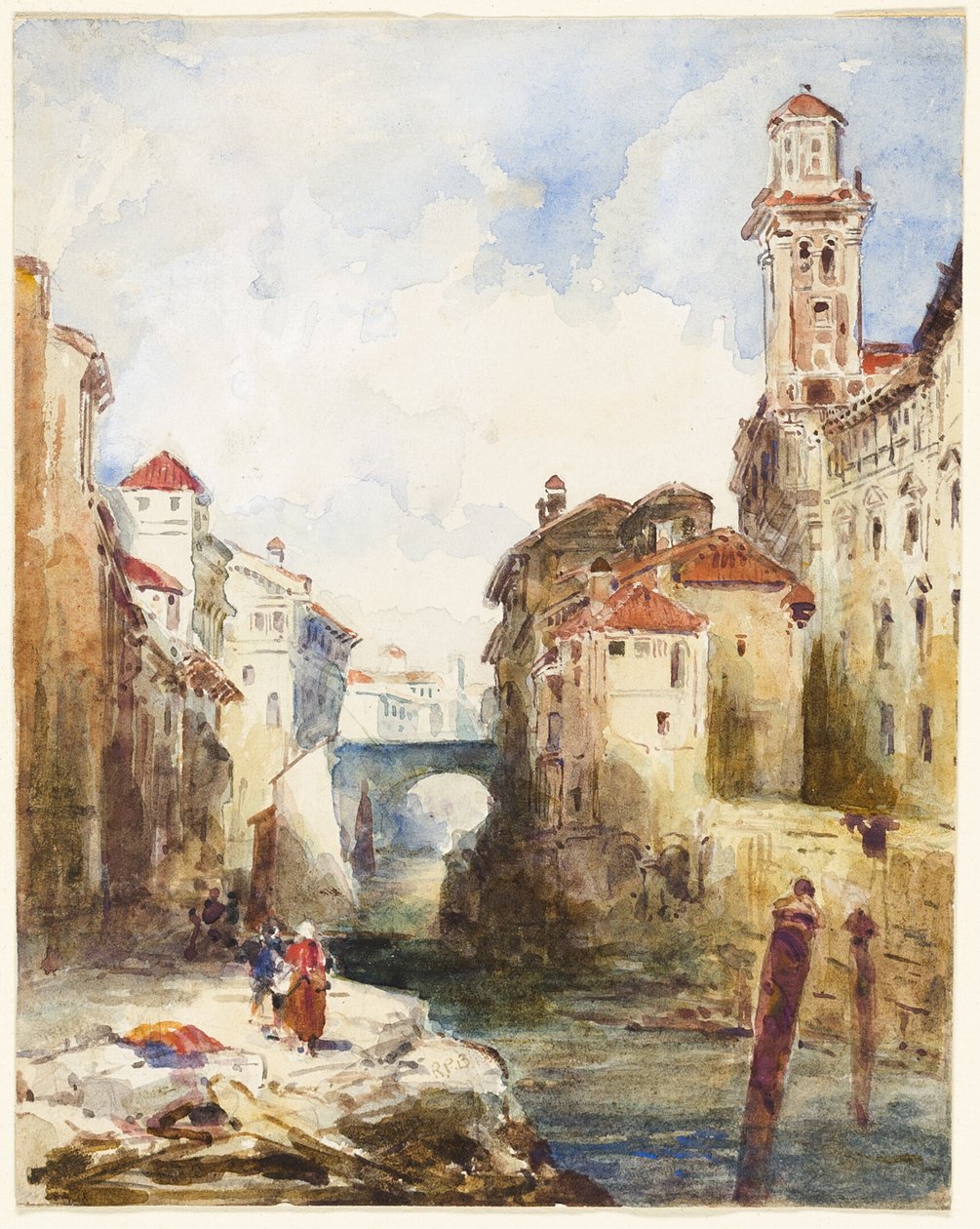 Francuskie miasto, budynki i rzeka autorstwa Richard Parkes Bonington