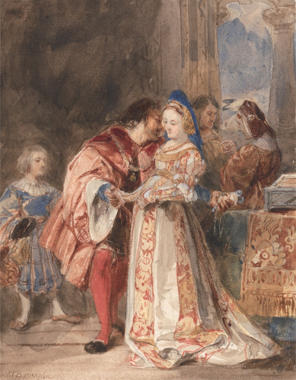 Portia i Bassanio autorstwa Richard Parkes Bonington