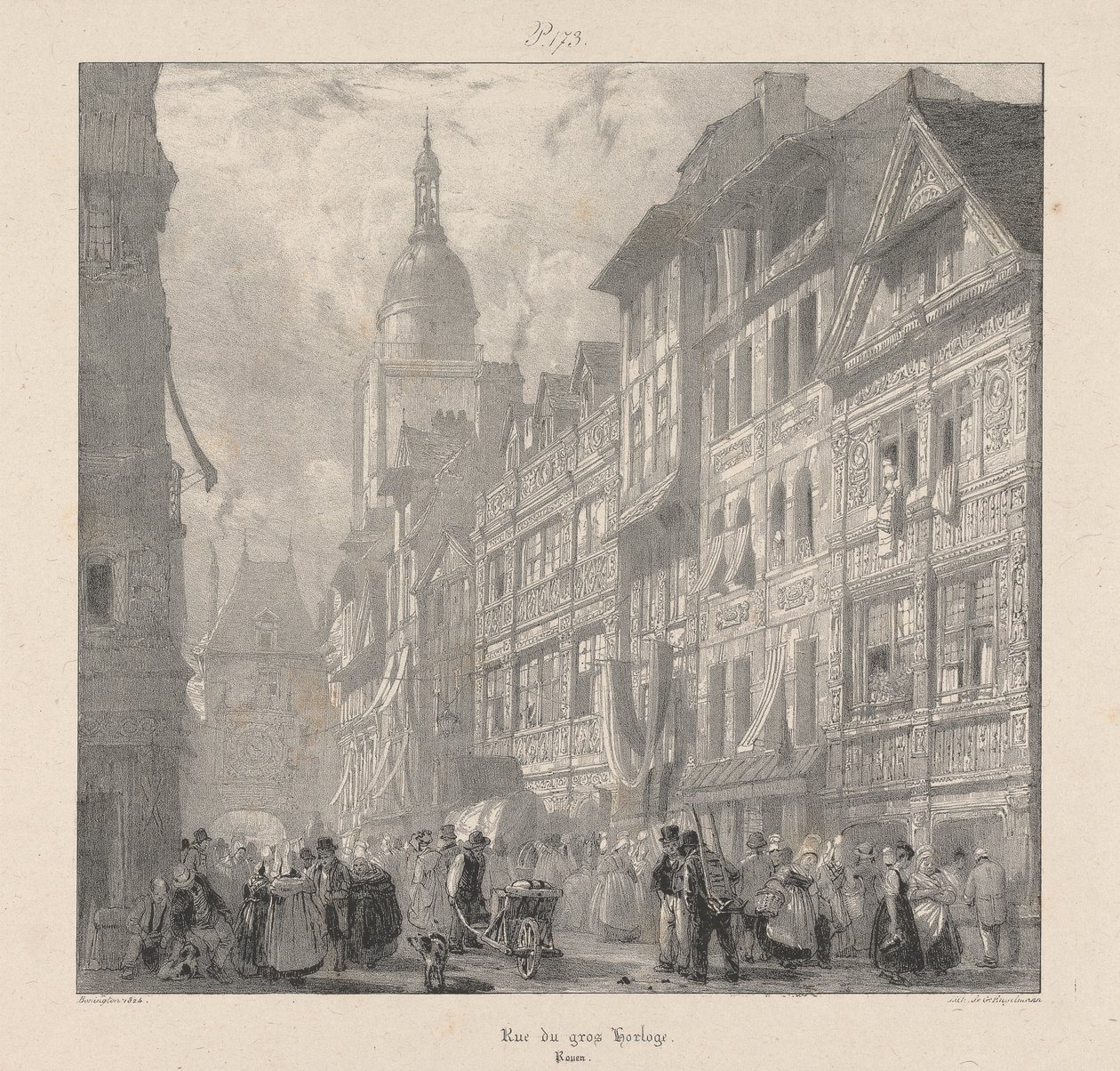 Gros Clock Street autorstwa Richard Parkes Bonington