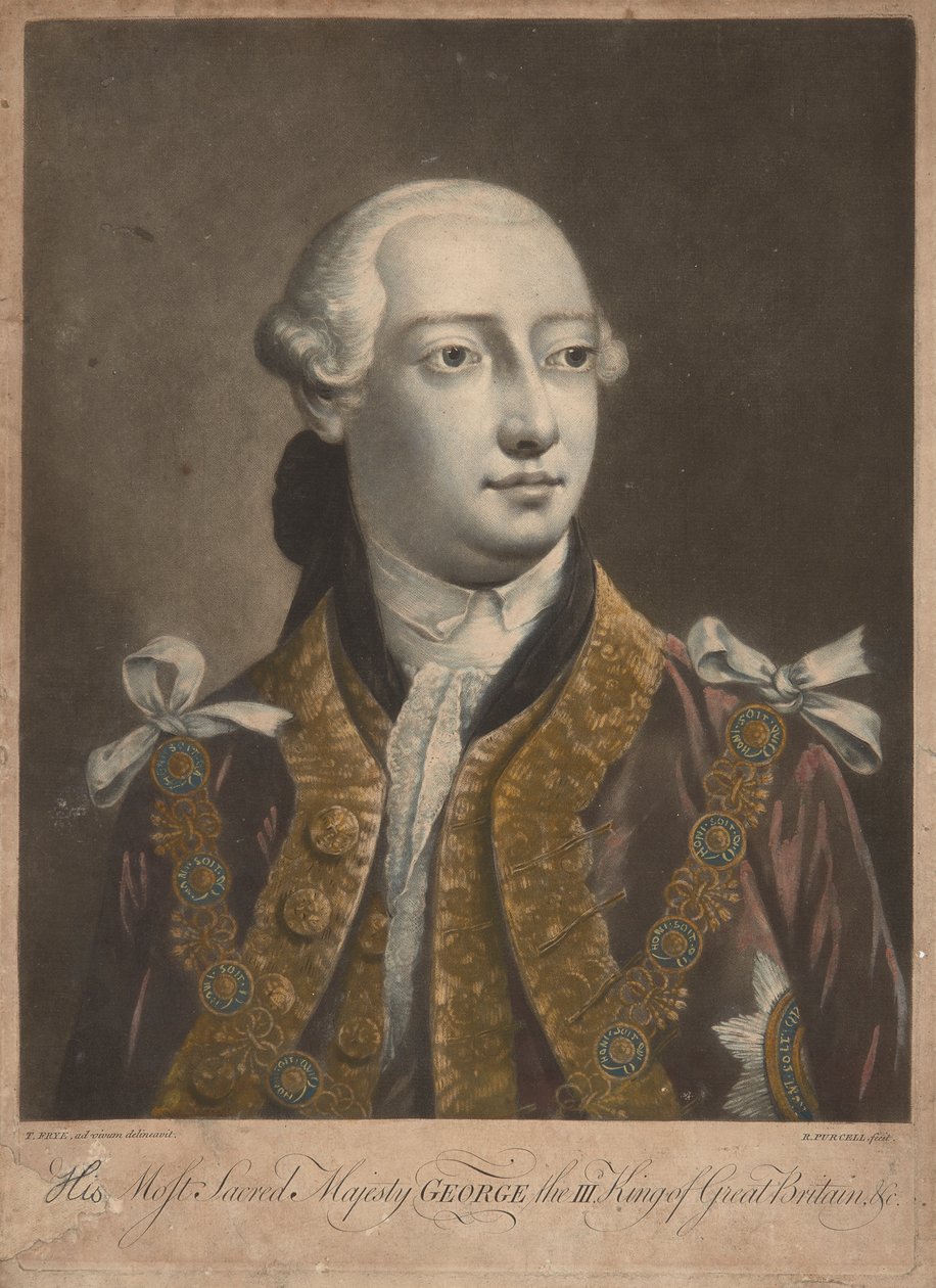 Król Jerzy III, ok. 1762 (mezzotinta) autorstwa Richard Purcell