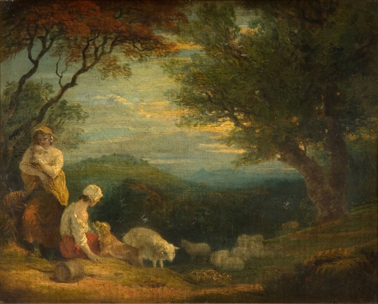 Krajobraz z kobietami, owcami i psem, 1830. autorstwa Richard Westall