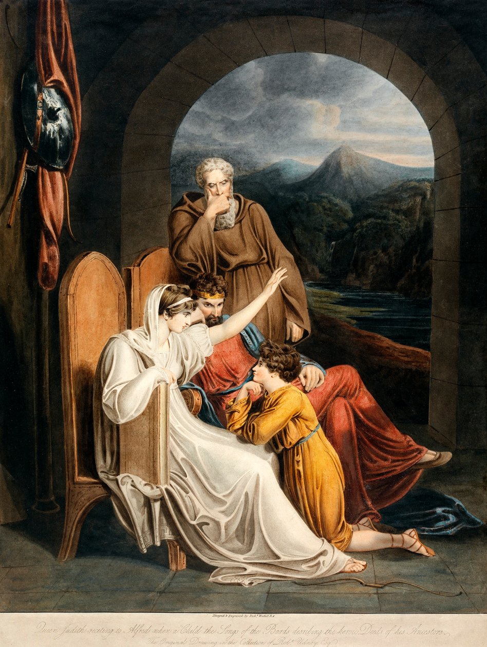 Królowa Judyta recytująca Alfredowi, wyd. 1801. autorstwa Richard Westall