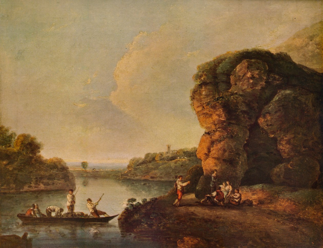 Krajobraz, z rzeką i łodziami, c1758, 1938 autorstwa Richard Wilson
